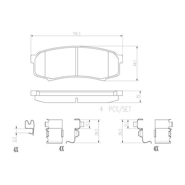 Brembo P83024N NAO Series Premium Ceramic Brake Pad Set Rear