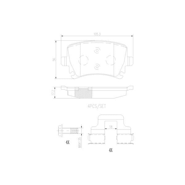 Brembo P85073N NAO Series Premium Ceramic Brake Pad Set Rear