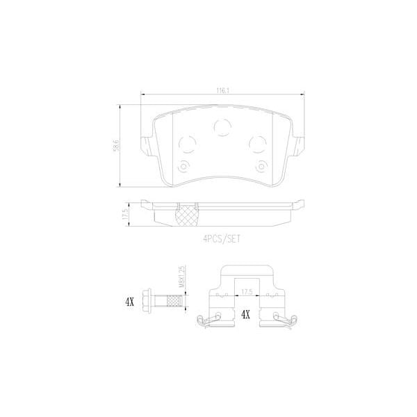 Brembo P85099N NAO Series Premium Ceramic Brake Pad Set Rear
