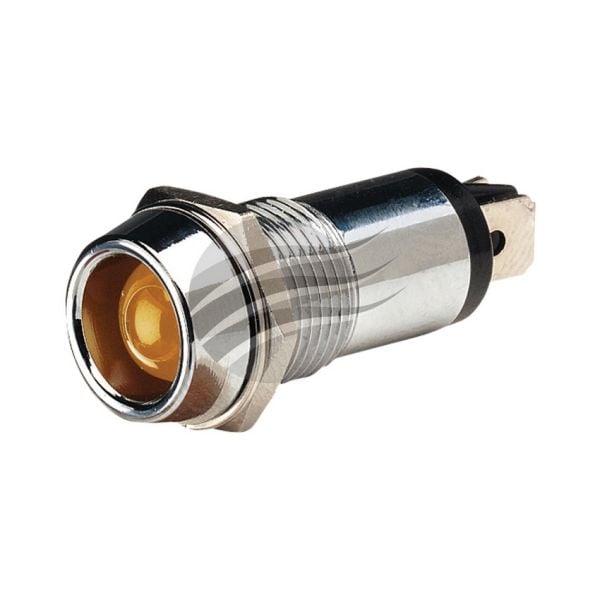 Jaylec PL2090 Amber LED Pilot Lamp 12V with Chrome Housing 2X Blade Terminals