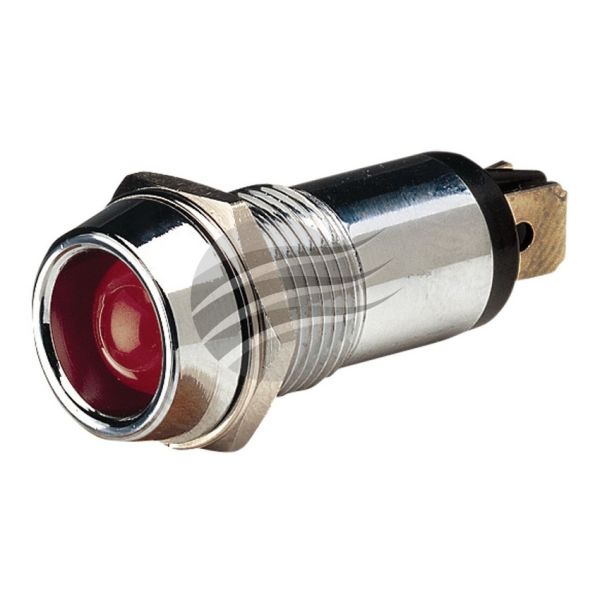 Jaylec PL2092 Red LED Pilot Lamp 12V with Chrome Housing 2X Blade Terminals