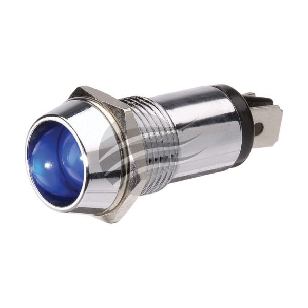 Jaylec PL2093 Blue LED Pilot Lamp 12V with Chrome Housing 2X Blade Terminals