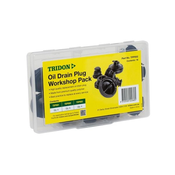 Tridon TPP002 Oil Drain Plug Kit Polymer/O-Ring Plugs 16-Piece