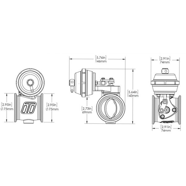 Turbosmart TS-0565-1212 PSG50V Pneumatic StraightGate (Vacuum) 6 InHg Black