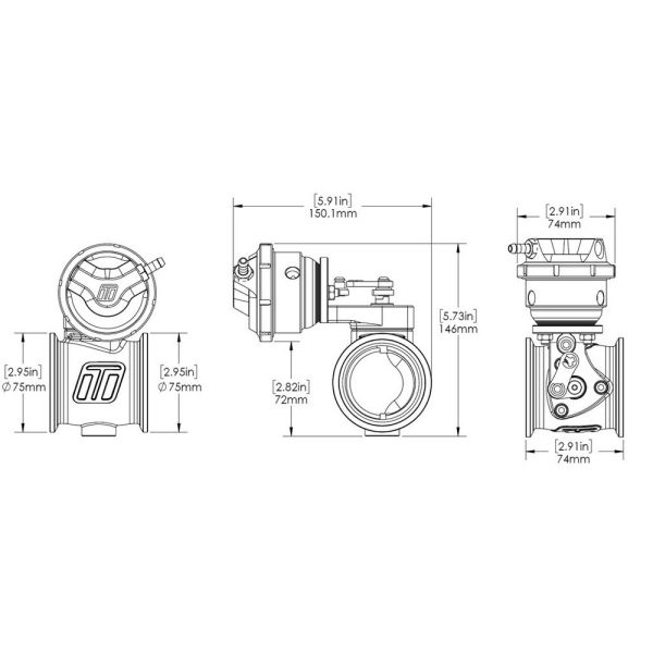 Turbosmart TS-0565-1762 PSG50 Pneumatic Straight Gate 6psi Black