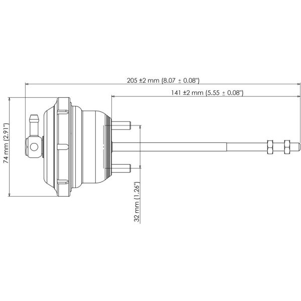 Turbosmart TS-0620-2142 IWG75 Wastegate Actuator suits BorgWarner EFR B1 Twin Scroll Black 14psi